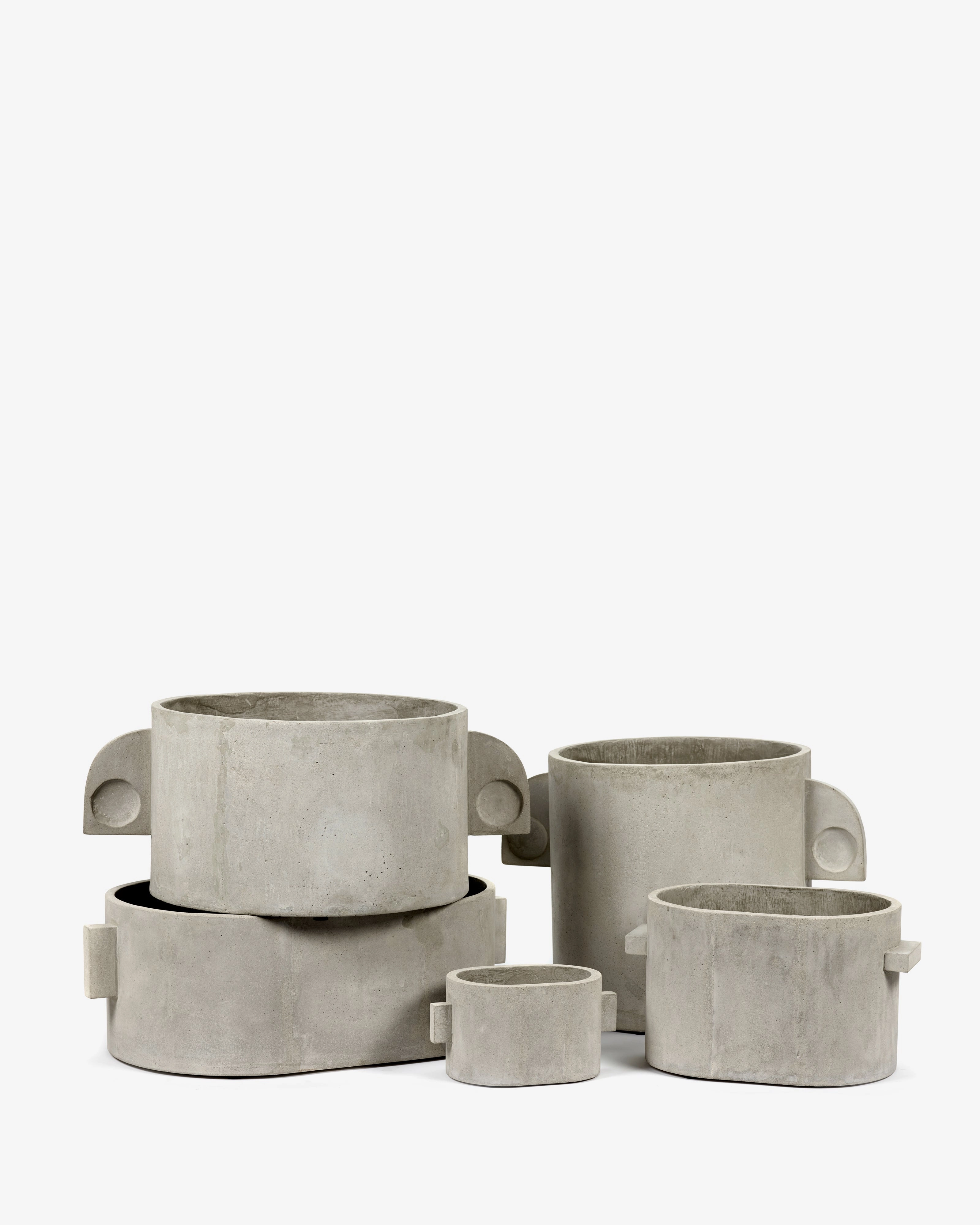 Flowerpot art deco round grey