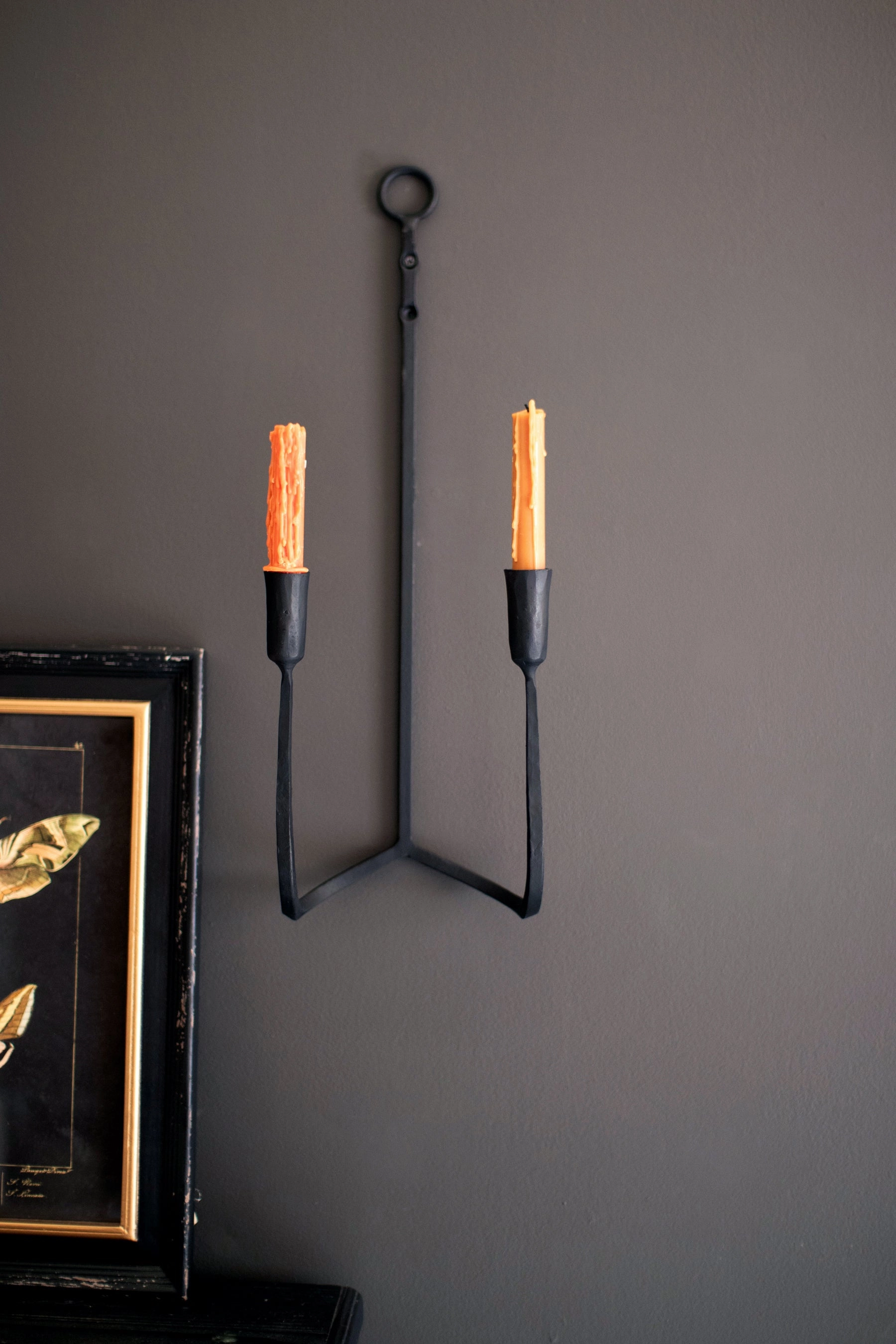 Forged Iron Double Taper Wall Sconce (Set of Two) Candle Holders discount collection
