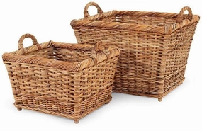 French Country Rattan Hearth Baskets Set/2 Decorative Baskets clearance deals