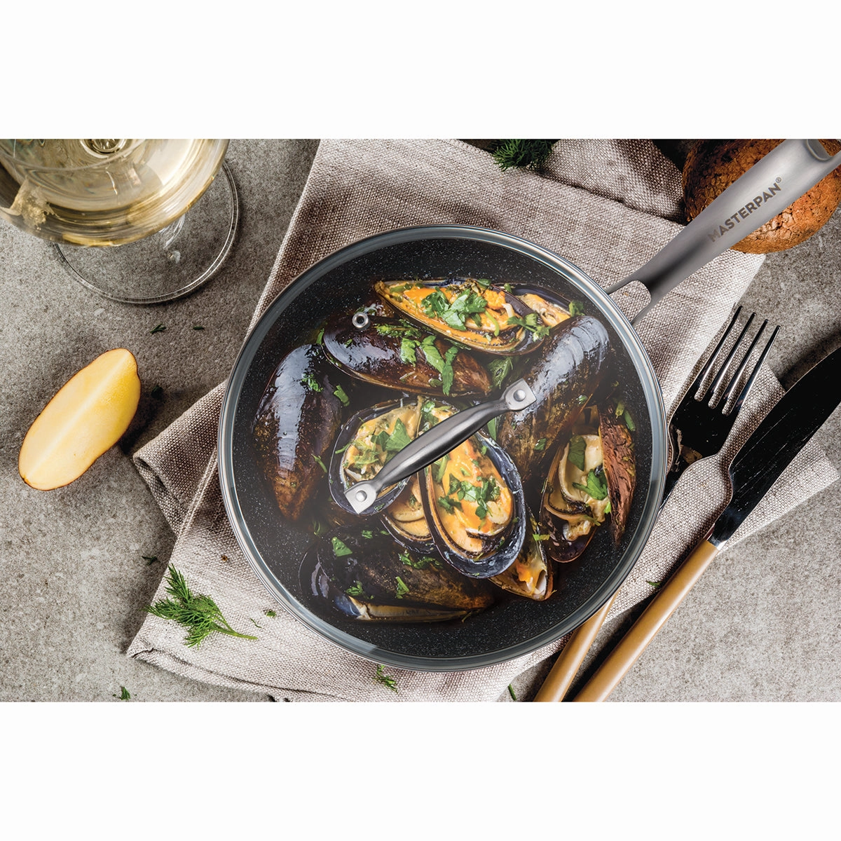 Fry Pan & Skillet Non-Stick Cast Aluminum Granite Look Finish, 9.5"
