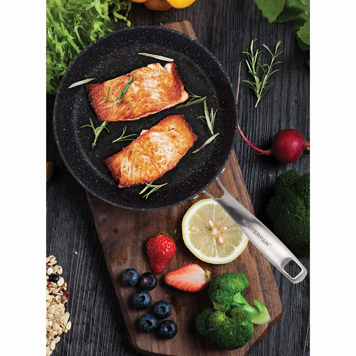 Fry Pan & Skillet Non-Stick Cast Aluminum Granite Look Finish