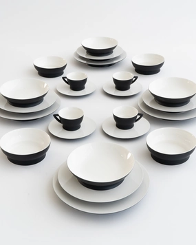 Full Set 24 pieces Black/off white Ra Buy Dinnerware online shop
