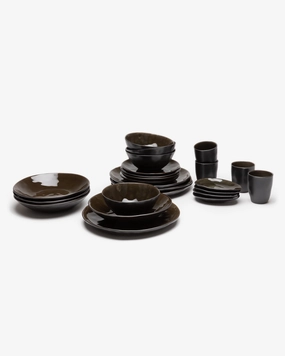 Full Set 24 pieces dark gray Pure Buy Dinnerware online shop