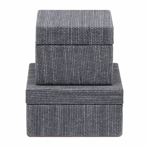 Galway Cotton Jute Square Canisters, Set of 2 (Slate Blue) Home Decor Office Organization Convenient shopping