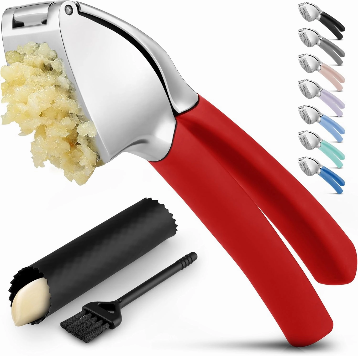Garlic Press With Soft, Easy To Squeeze Ergonomic Handle