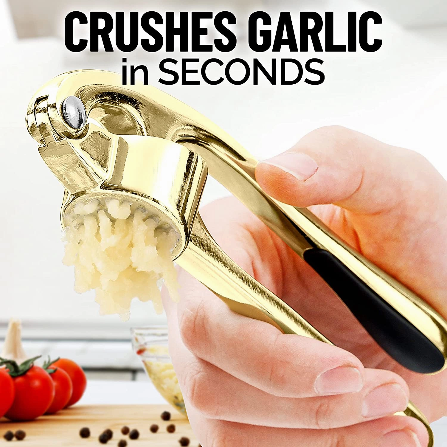 Garlic Press With Soft, Easy To Squeeze Ergonomic Handle