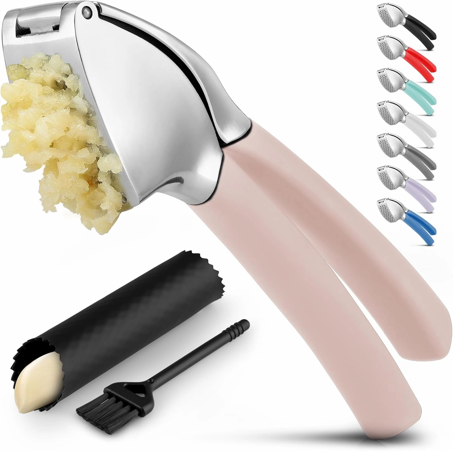 Garlic Press With Soft, Easy To Squeeze Ergonomic Handle