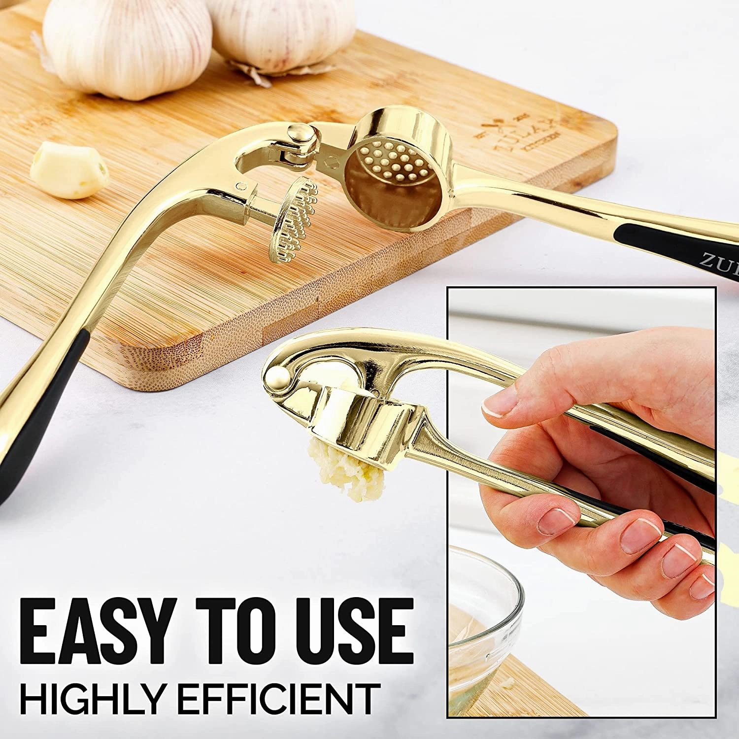 Garlic Press With Soft, Easy To Squeeze Ergonomic Handle