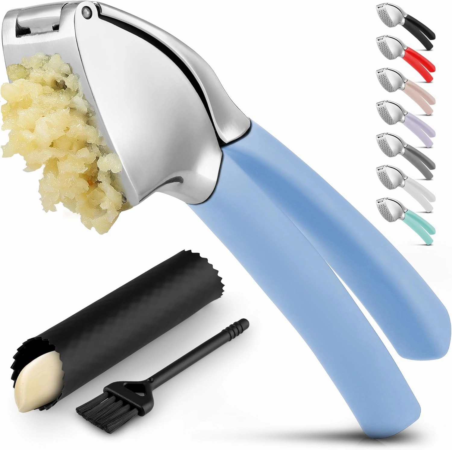 Garlic Press With Soft, Easy To Squeeze Ergonomic Handle