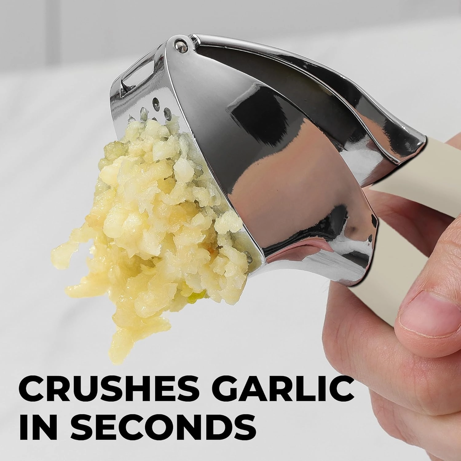 Garlic Press With Soft, Easy To Squeeze Ergonomic Handle