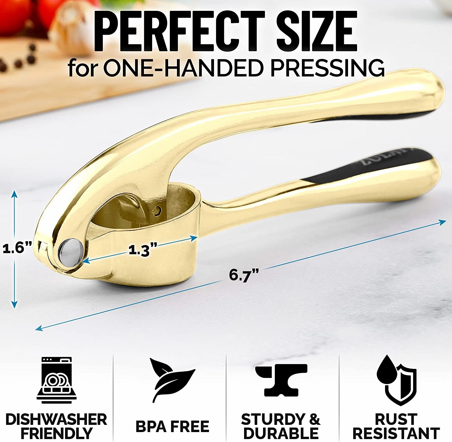 Garlic Press With Soft, Easy To Squeeze Ergonomic Handle