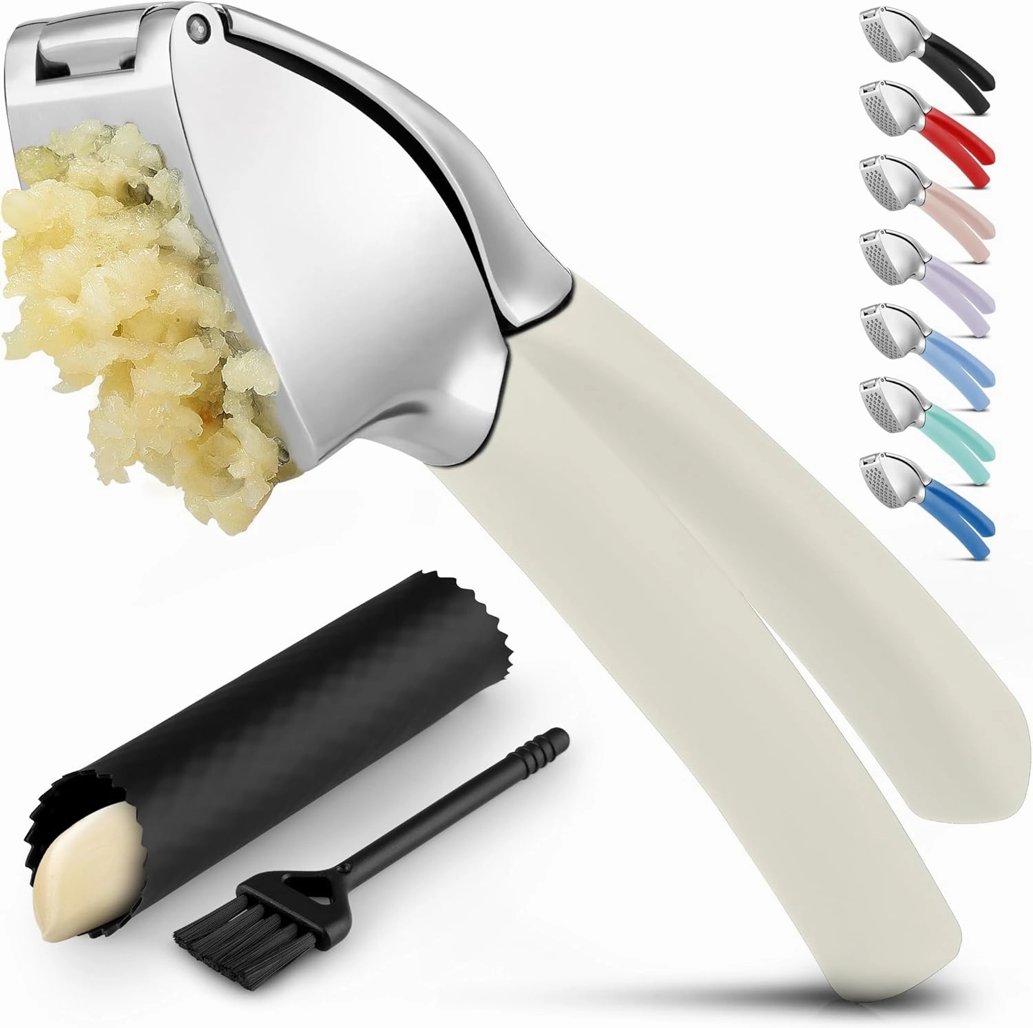 Garlic Press With Soft, Easy To Squeeze Ergonomic Handle