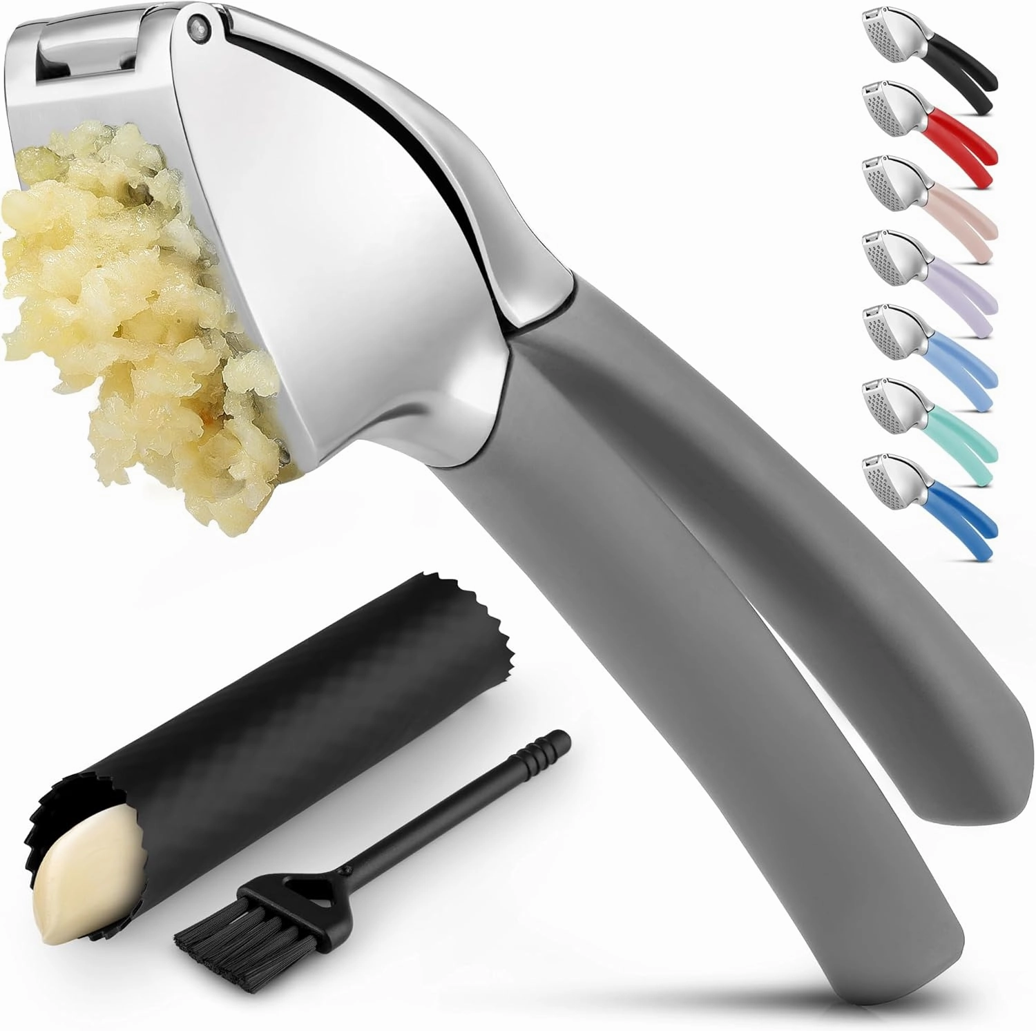 Garlic Press With Soft, Easy To Squeeze Ergonomic Handle