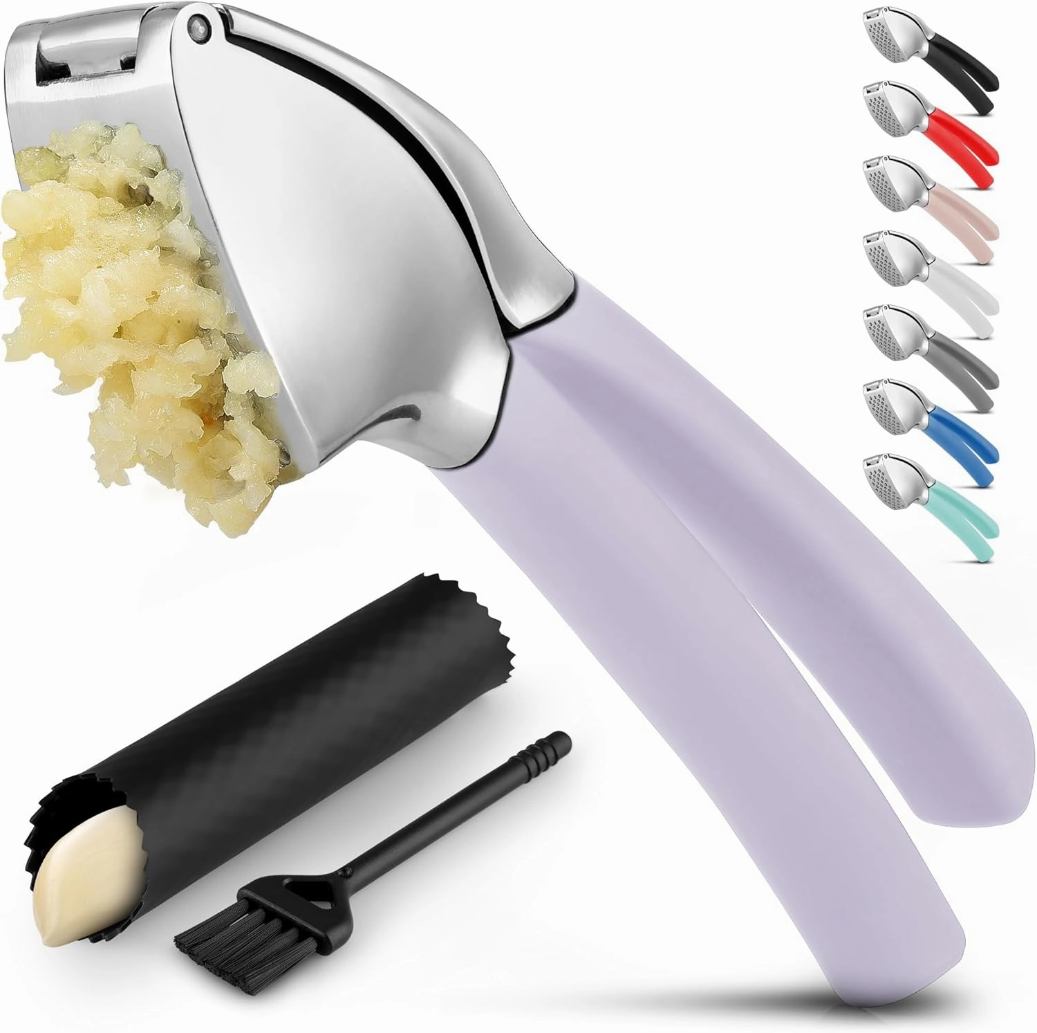 Garlic Press With Soft, Easy To Squeeze Ergonomic Handle