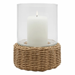 Gela Natural Twisted Faux Wicker Large Hurricane Candle Holder Set/2 Candle Holders discount collection