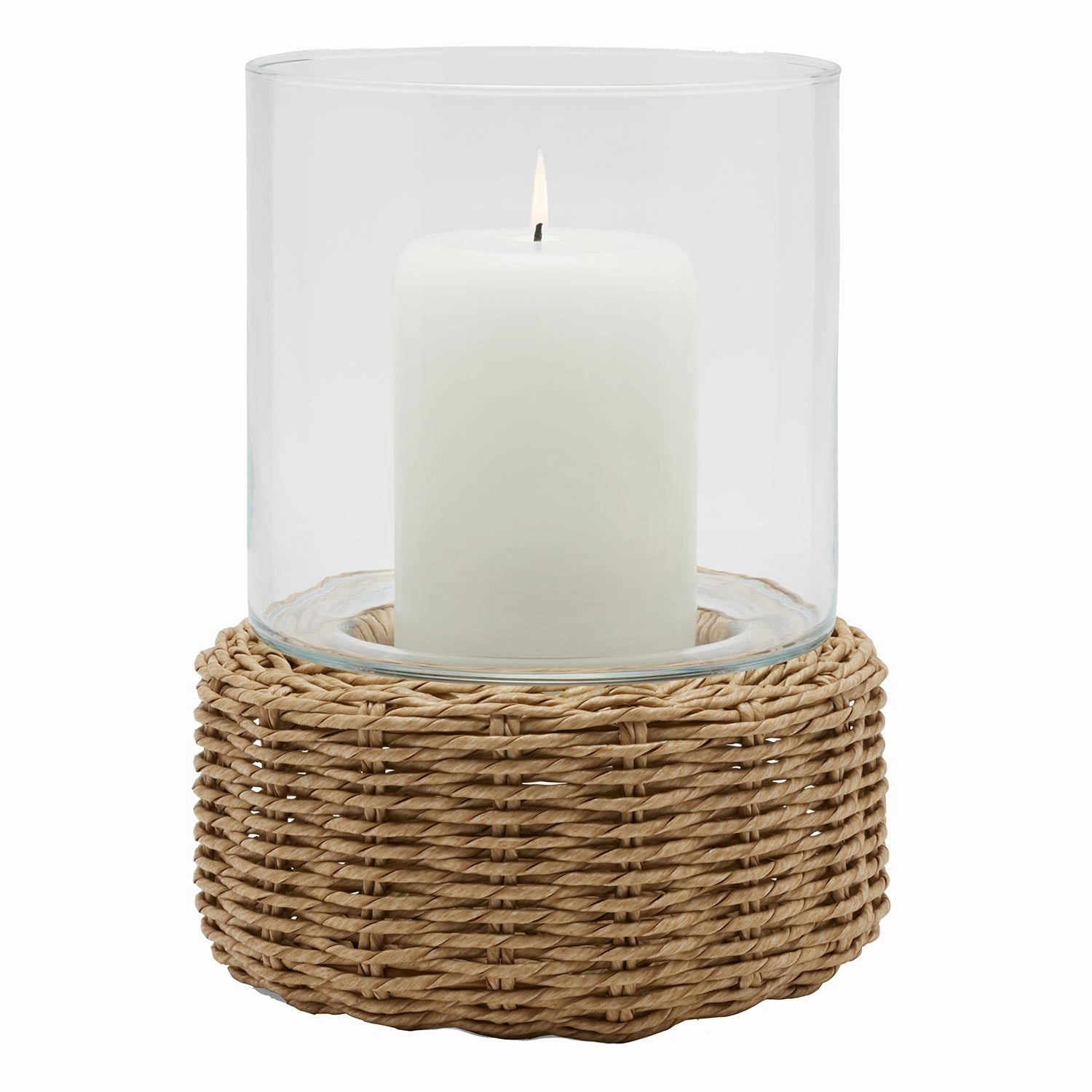 Gela Natural Twisted Faux Wicker Large Hurricane Candle Holder Set/2 Candle Holders discount collection