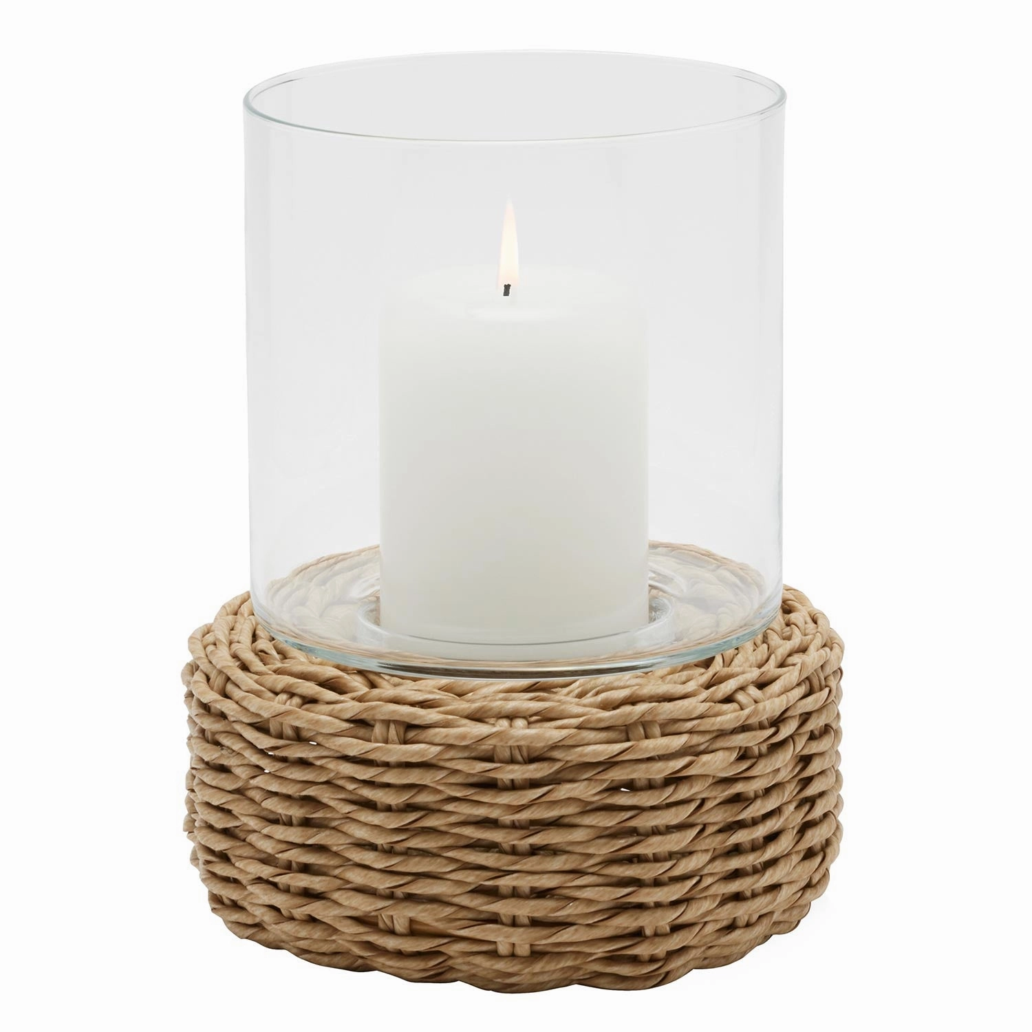 Gela Natural Twisted Faux Wicker Small Hurricane Candle Holder Set/2 Candle Holders discount collection