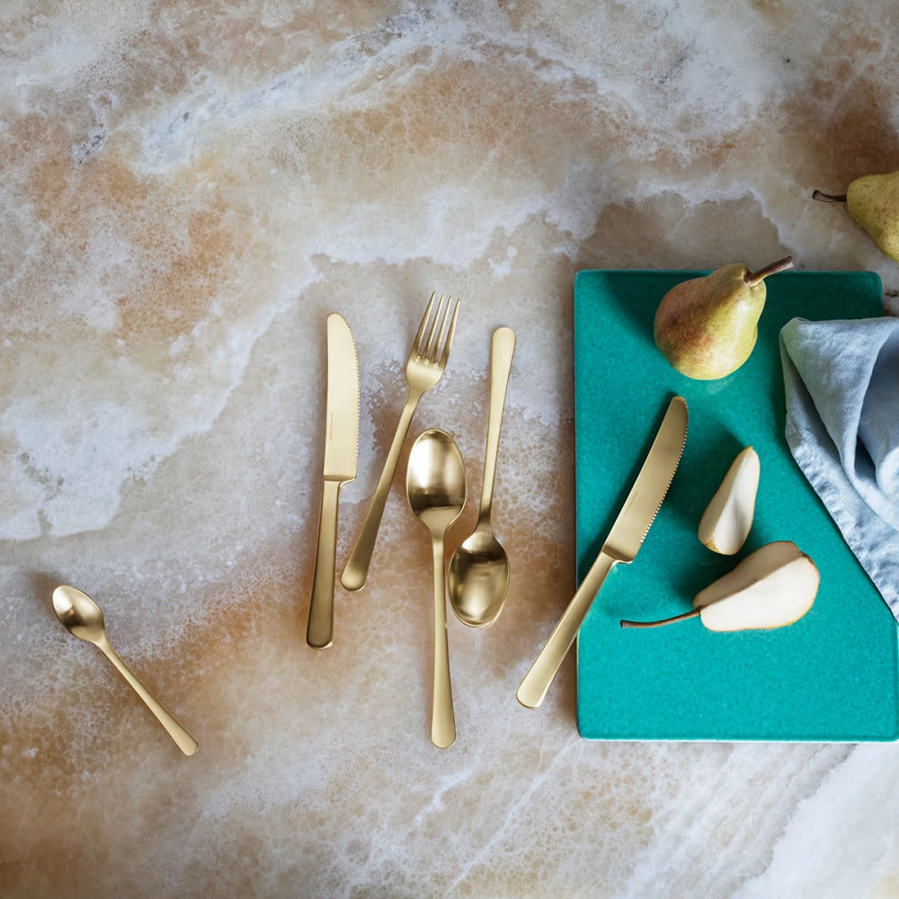GEORG JENSEN COPENHAGEN 4 Piece Giftbox Matte Gold Cutlery Set