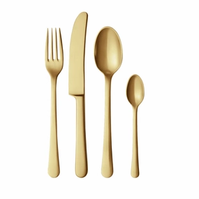 GEORG JENSEN COPENHAGEN 4 Piece Giftbox Matte Gold Cutlery Set Cutlery outlet discounts