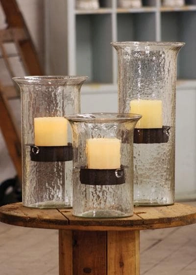 Glass Hurricane Candle Holders