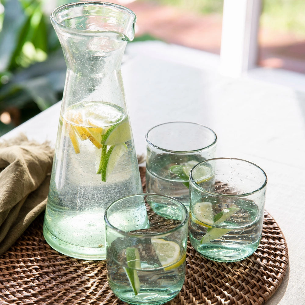 Glass Tumbler Bubble Green Glassware clearance picks