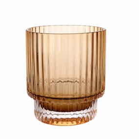 Glass Tumbler Optic Amber Drinkware Bar Essentials
