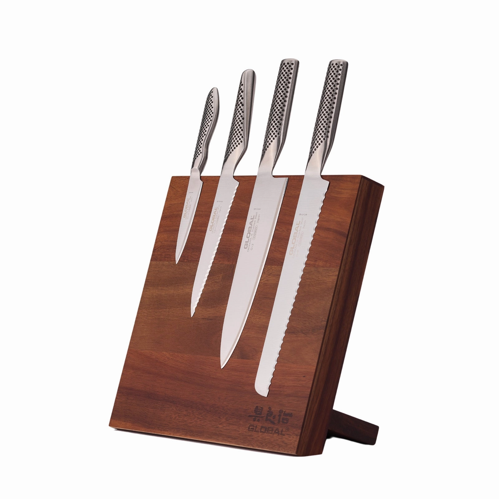 Global Bitoku Classic Essentials 5 Piece Knife Set with Magnetic Block, Acacia Cutlery knife sets deals