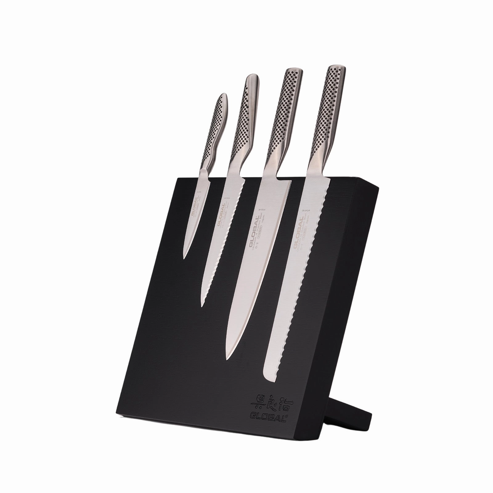 Global Bitoku Classic Essentials 5 Piece Knife Set with Magnetic Block, Rubberwood Cutlery outlet discounts