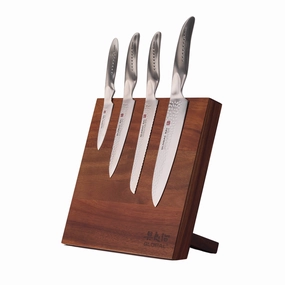 Global Bitoku SAI Essentials 5 Piece Knife Set with Magnetic Block, Acacia Cutlery outlet discounts