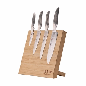 Global Bitoku SAI Essentials 5 Piece Knife Set with Magnetic Block, Hardwood Cutlery outlet discounts