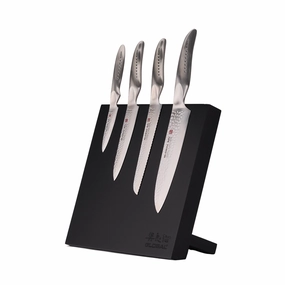 Global Bitoku SAI Essentials 5 Piece Knife Set with Magnetic Block, Rubberwood Cutlery outlet discounts