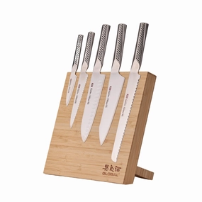 Global Bitoku Ukon Essentials 5 Piece Knife Set with Magnetic Block, Hardwood Cutlery outlet discounts