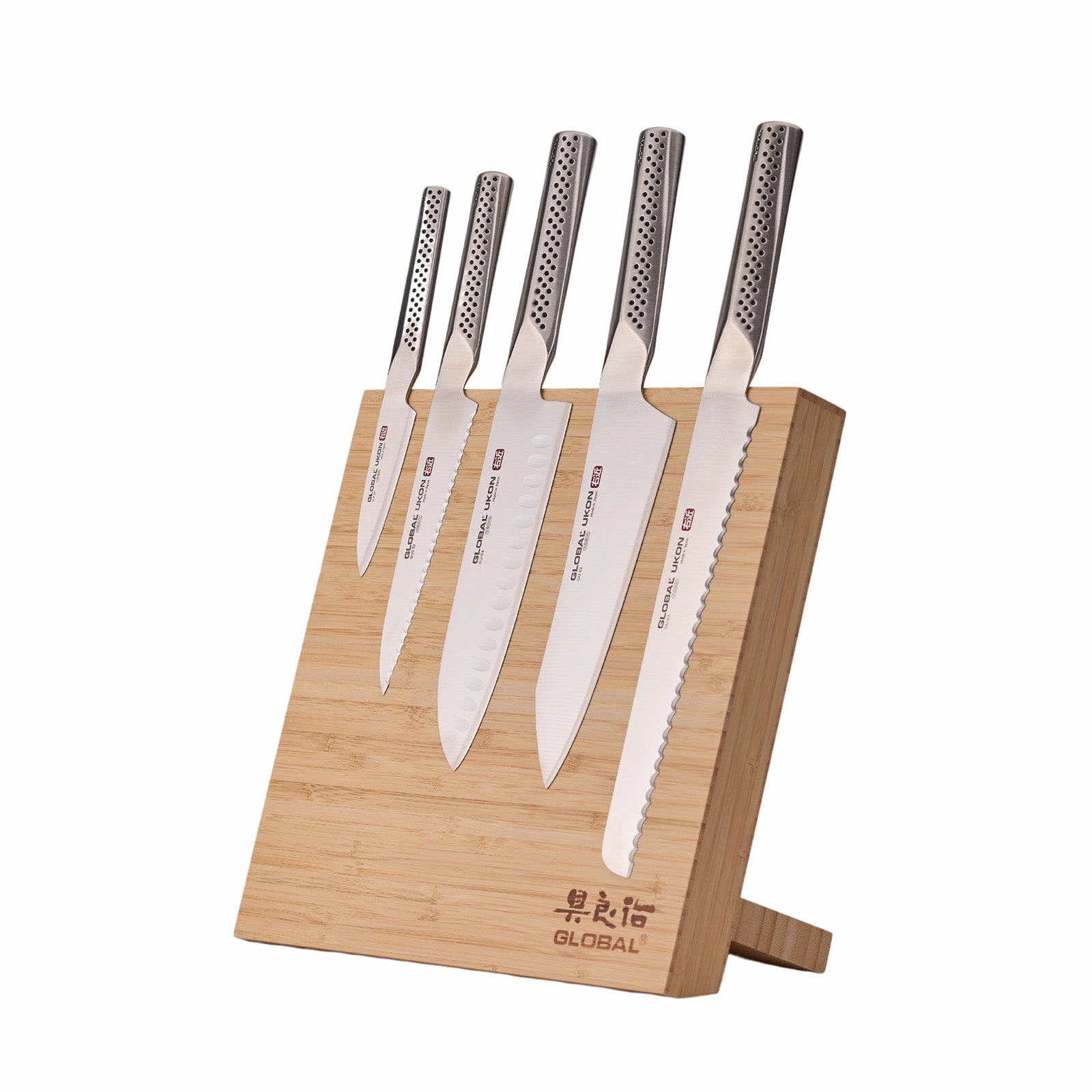 Global Bitoku Ukon Essentials 5 Piece Knife Set with Magnetic Block, Hardwood Cutlery outlet discounts
