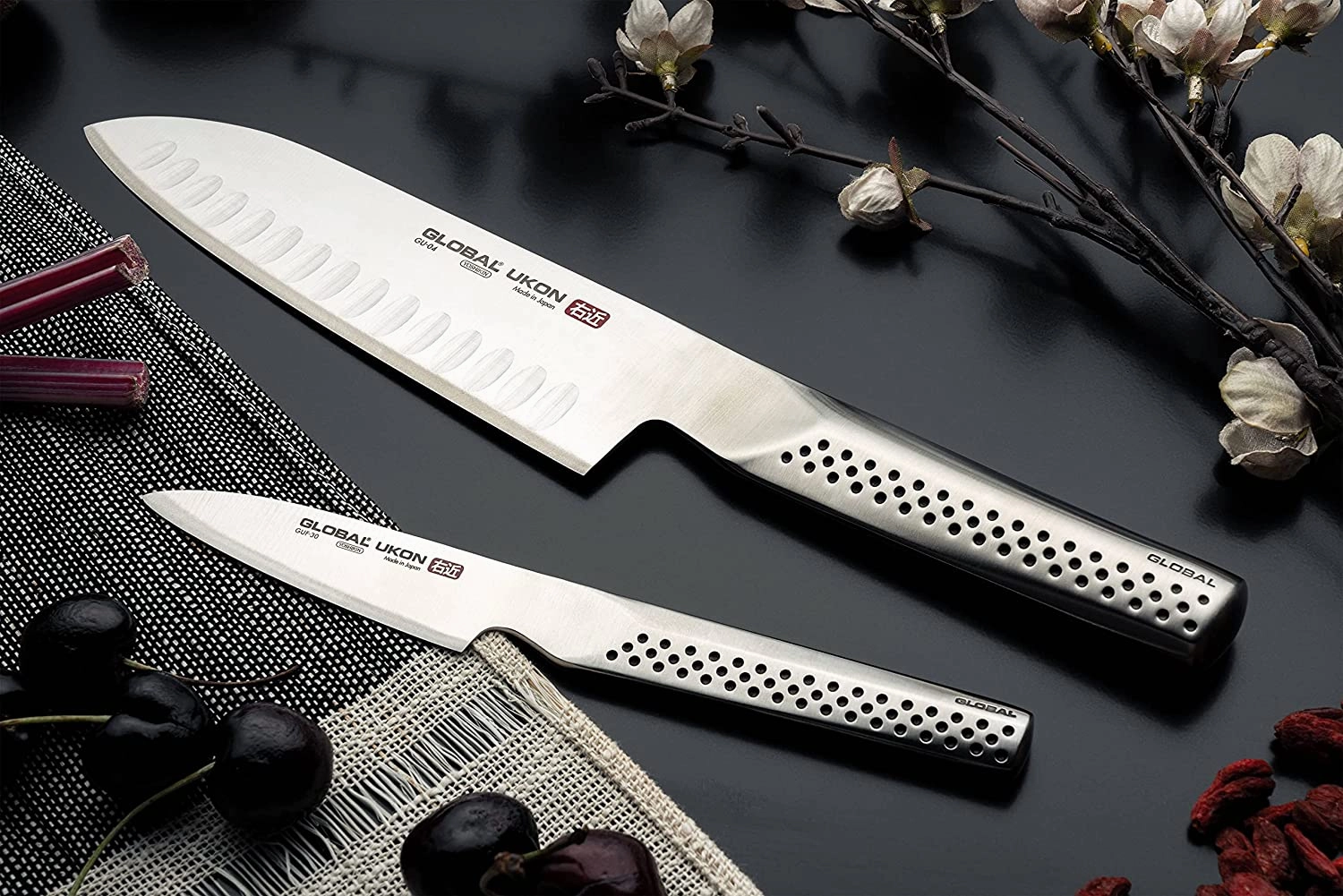 Global UKON 5" Santoku Knife, Hollow Ground