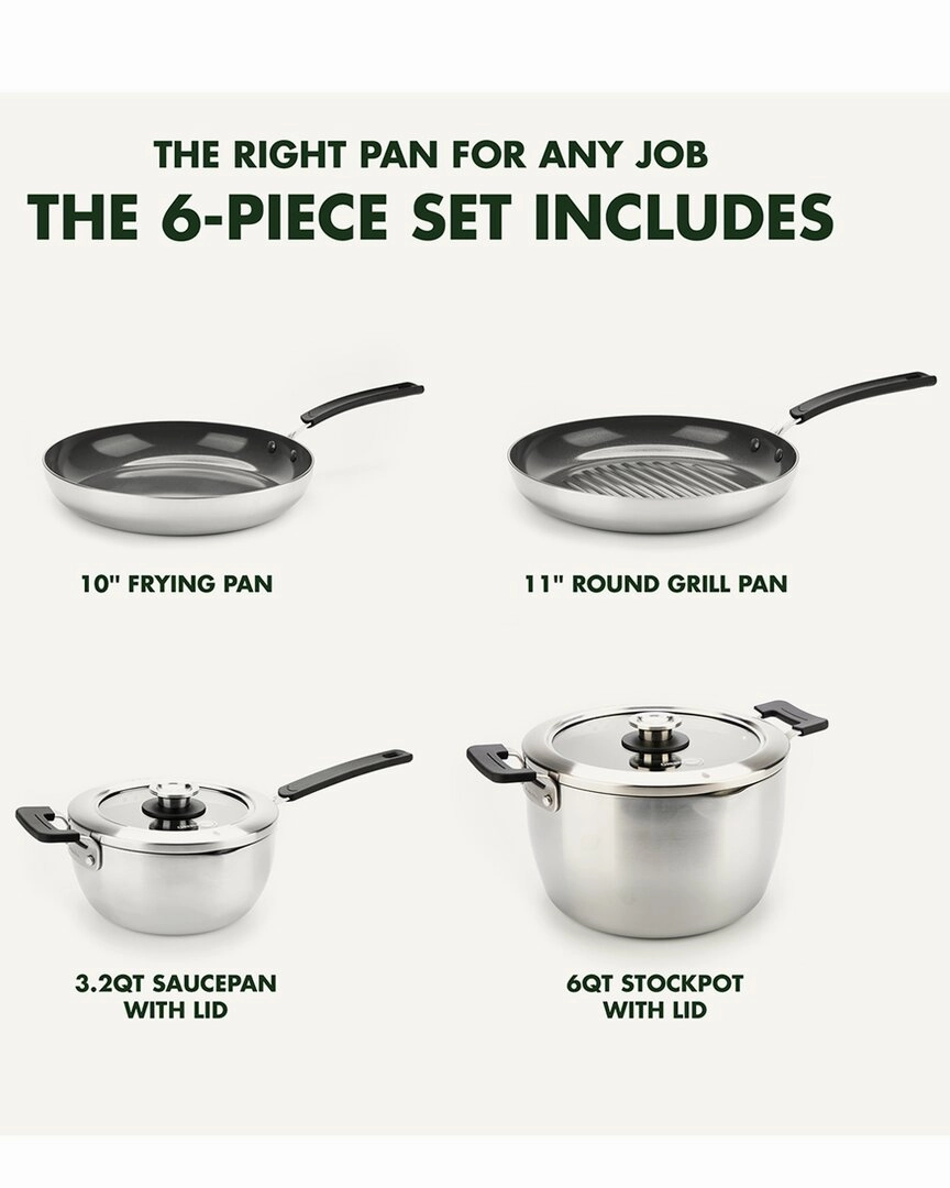 GreenPan Levels Stackable Healthy Ceramic Nonstick 6pc Cookware Set