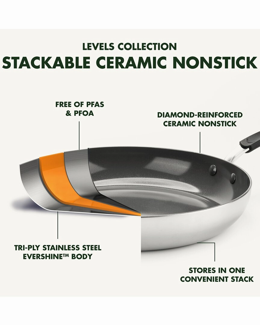 GreenPan Levels Stackable Healthy Ceramic Nonstick 6pc Cookware Set