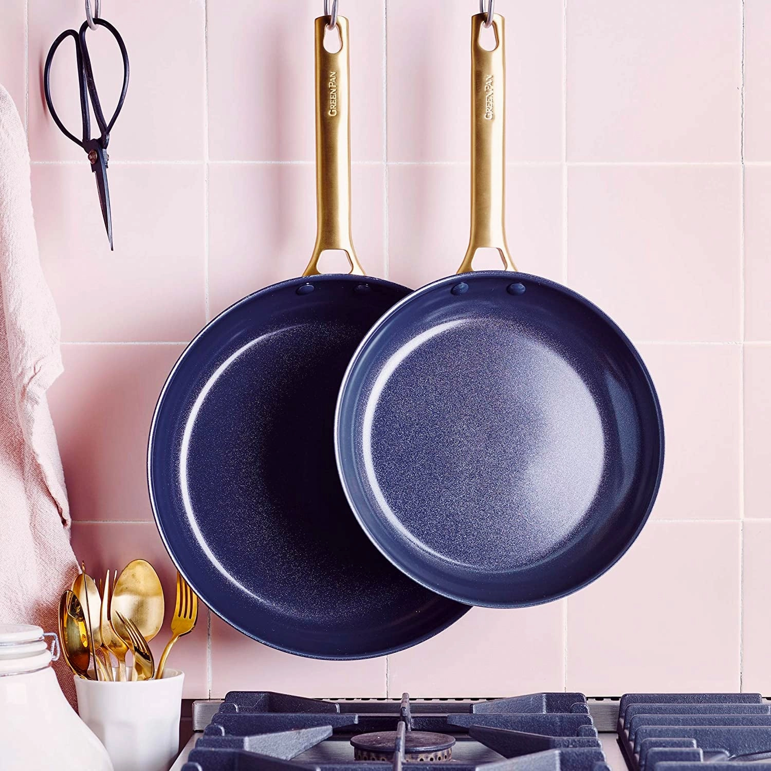 Greenpan Reserve 2-Piece Open Frypan Set, 8-Inch & 10-Inch, Black/Gold