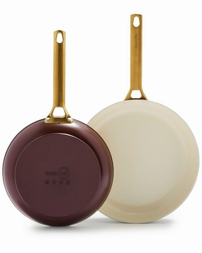 GreenPan Reserve Merlot Non Stick Hard-Anodized Aluminum 2 Piece Frying Pan Set Cookware holiday sale