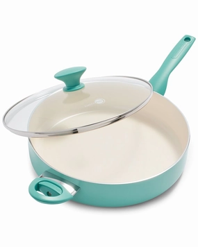 GreenPan Rio 5qt Non Stick Ceramic Saute Pan With Lid, Turquoise Cookware holiday sale