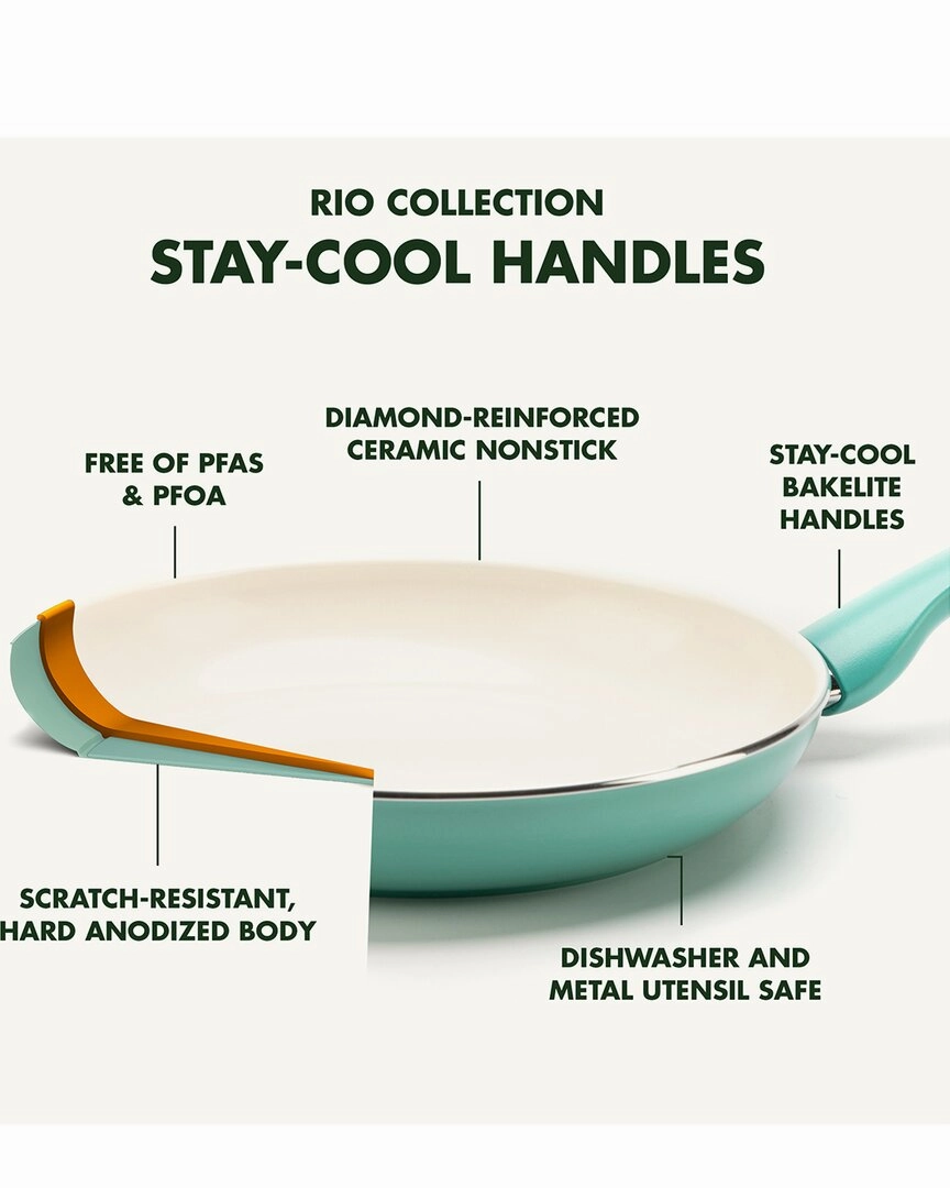 GreenPan Rio 5qt Non Stick Ceramic Saute Pan With Lid, Turquoise