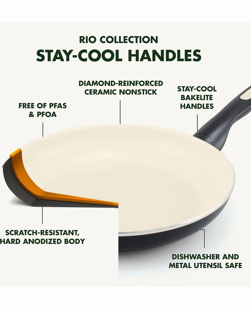 GreenPan Rio Ceramic Non-Stick 16Pc Cookware Set, Black
