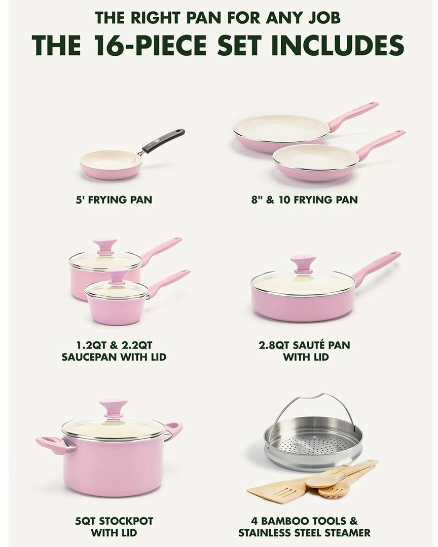 GreenPan Rio Healthy Ceramic Nonstick 16pc Cookware Set
