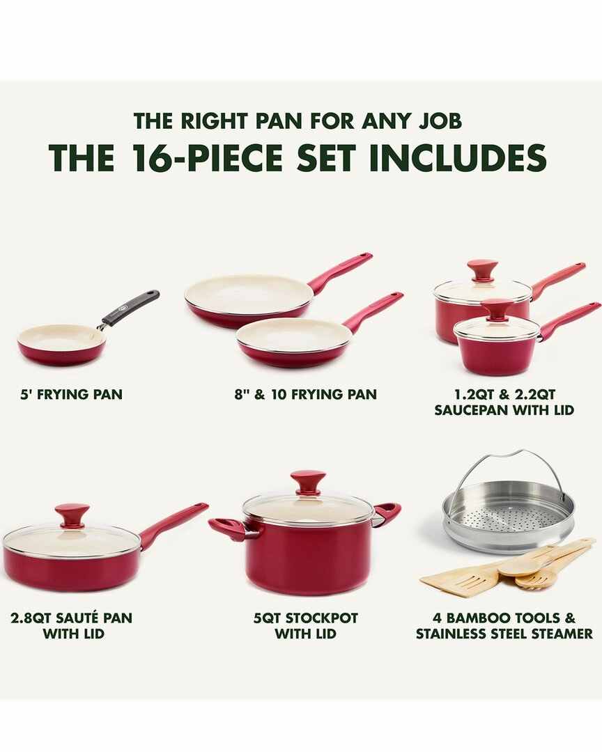 GreenPan Rio Nonstick 16Pc Cookware Set