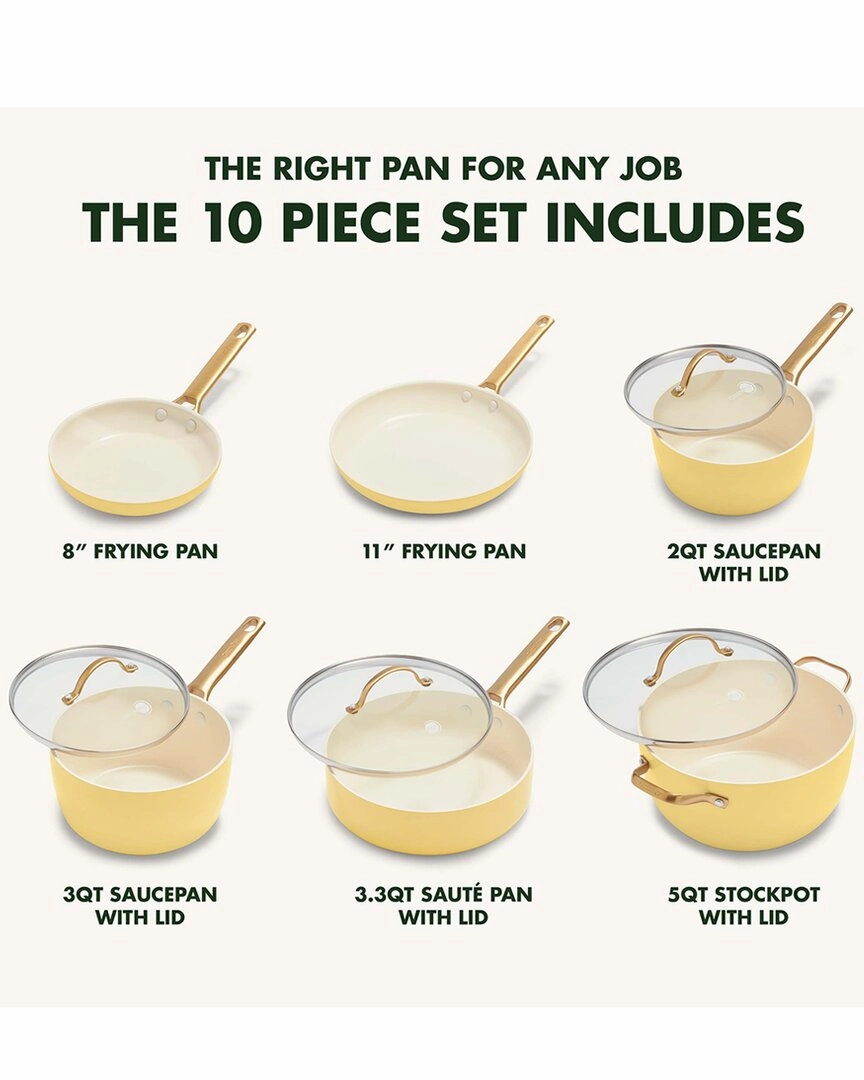 GreenPan Sunrise Reserve 10 Pc Ceramic Nonstick Cookware Se
