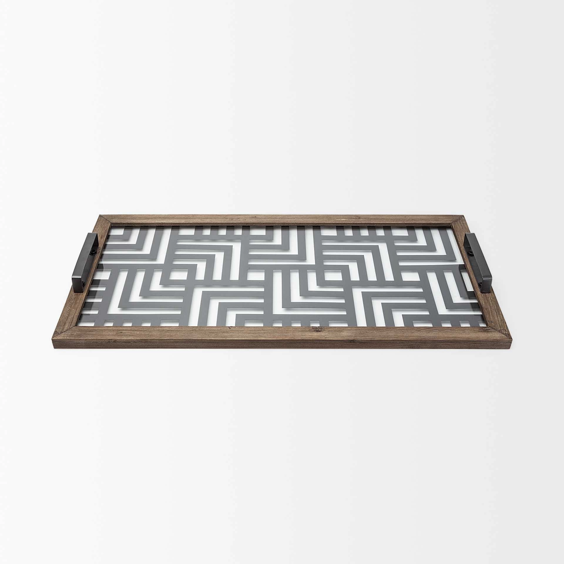 Grey Metal Glasss Top With Maze Like Pattern Tray Cooking Tools & Accessories outlet tools
