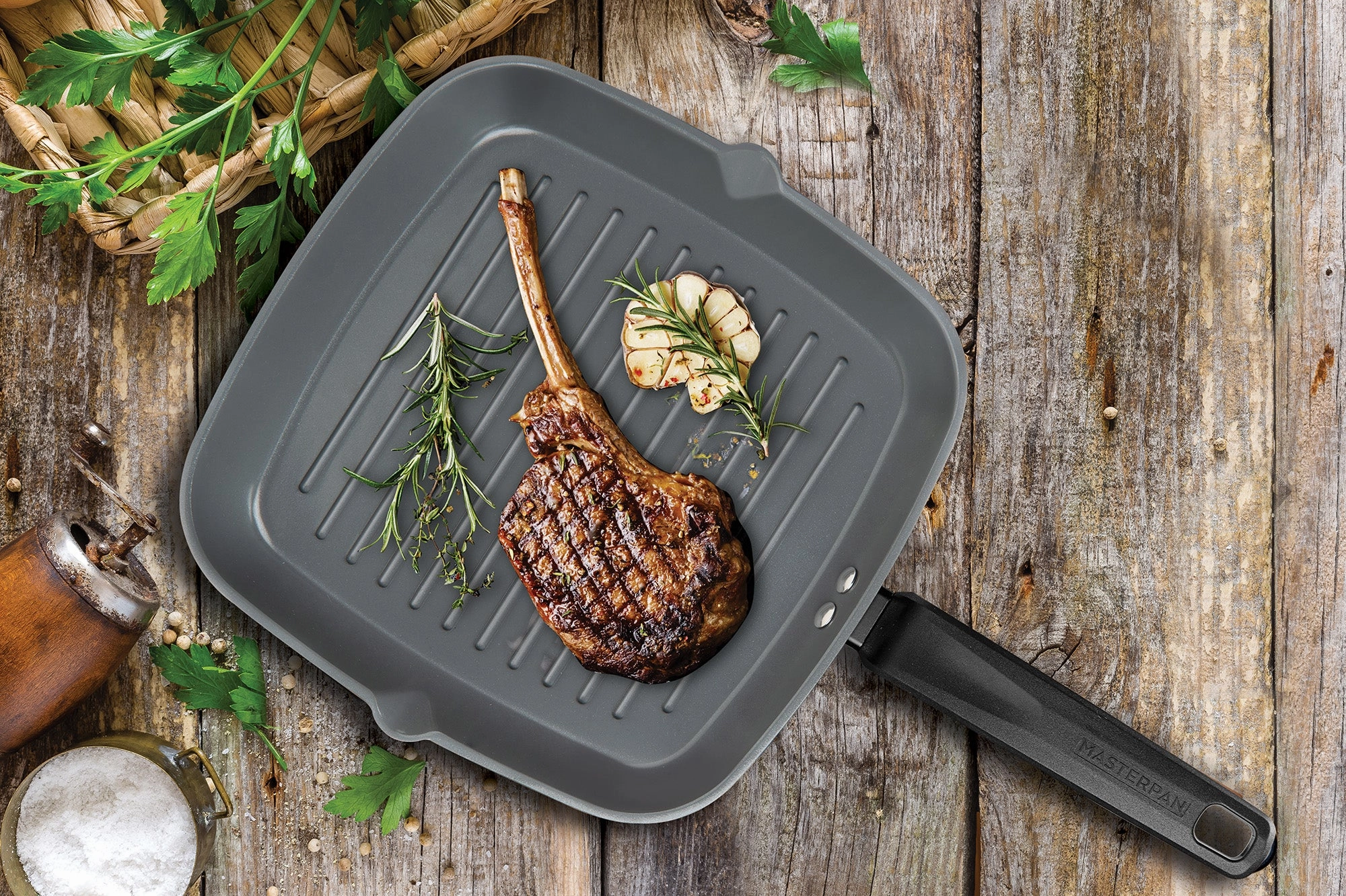 Grill Pan, Healthy Ceramic Non-Stick Aluminium Cookware With Bakelite Handle, 10 (25Cm)