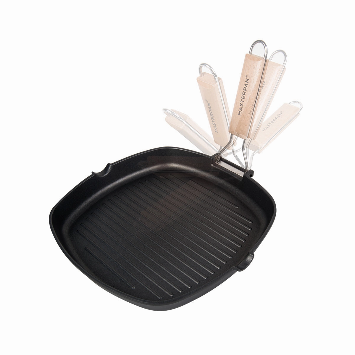 Grill Pan Non-Stick Cast Aluminum With Folding Handle