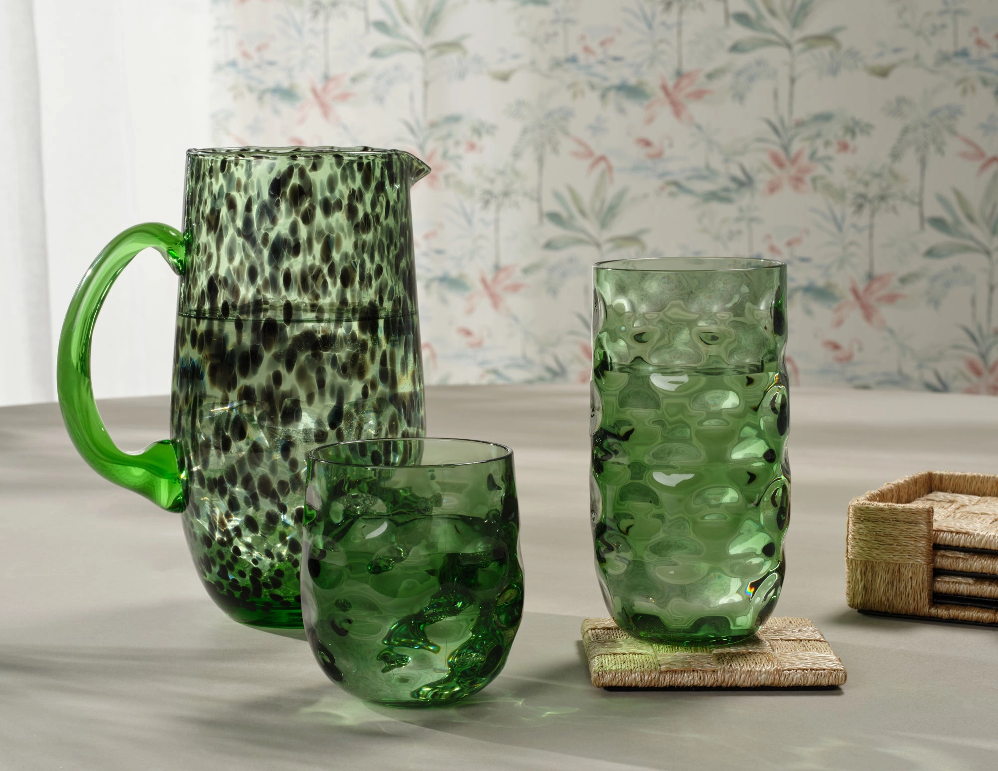 Halsey Forest Green Acrylic Highball Glasses Set/6