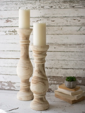 Hand Carved Wooden Candle Stands Set Of Two Candle Holders discount collection