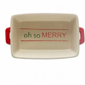 Hand-Painted Baker With Handles Stoneware In Red/green Bakeware online promo